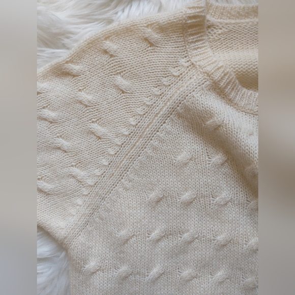 EUC Madewell Wallace cream ribbed crewneck acrylic/wool/mohair cable knit - Picture 8 of 14